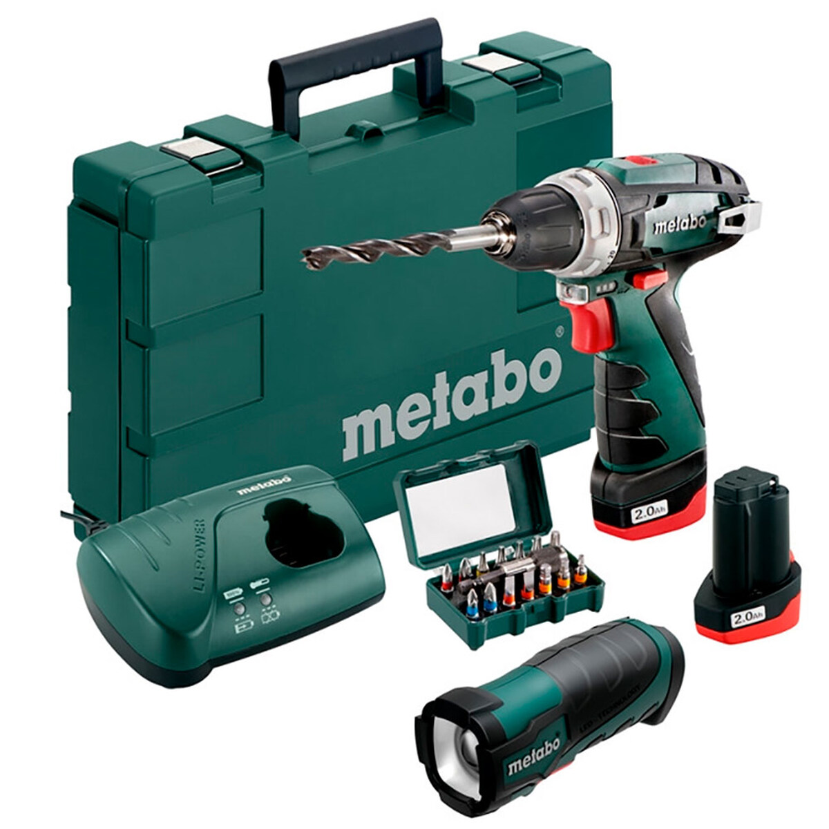 Аккумуляторная дрель-шуруповерт Metabo PowerMaxx BS Basic + набор бит — Фото 1