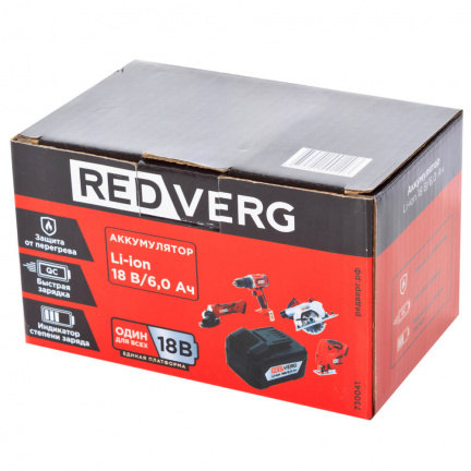 Аккумулятор REDVERG Li-Ion 18В 6Ач