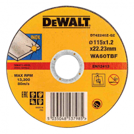 Круг отрезной по металлу DeWalt INDUSTRIAL DT42240Z 115х22.2х1.2мм