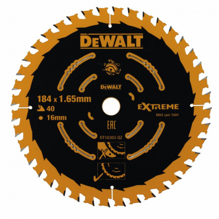 Диск пильный по дереву DeWalt CONSTRUCTION DT10303 184х16мм 40T